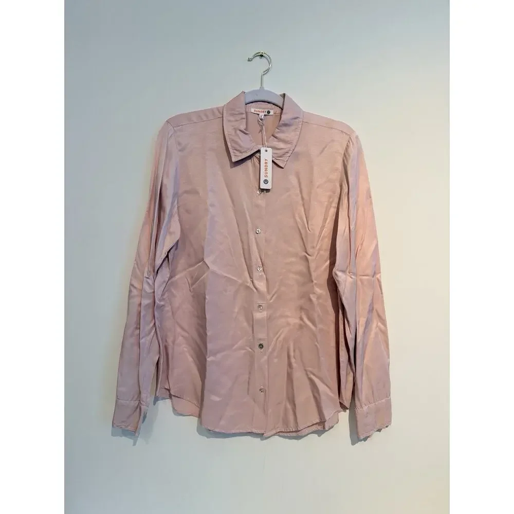 Sundry Button Up Top and Parachute Pant Set in Pink Quartz - M/L, NWT